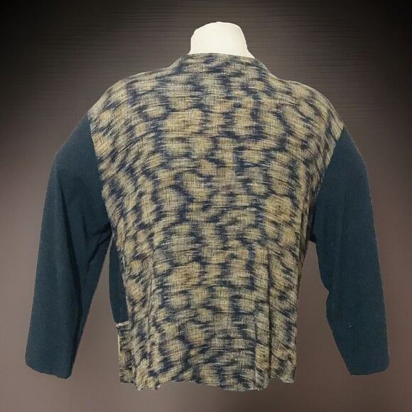 CM Shapes Blouse Womens 1X Bohemian Floral Tunic Button Up Black Brown 3/4 SLV - Picture 4 of 10